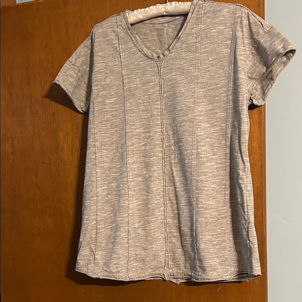 Gray Women's V-Neck Top